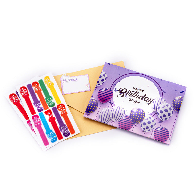 Dreamy Purple Cake Blow-Control LED Musical 3D Birthday Pop-Up Card