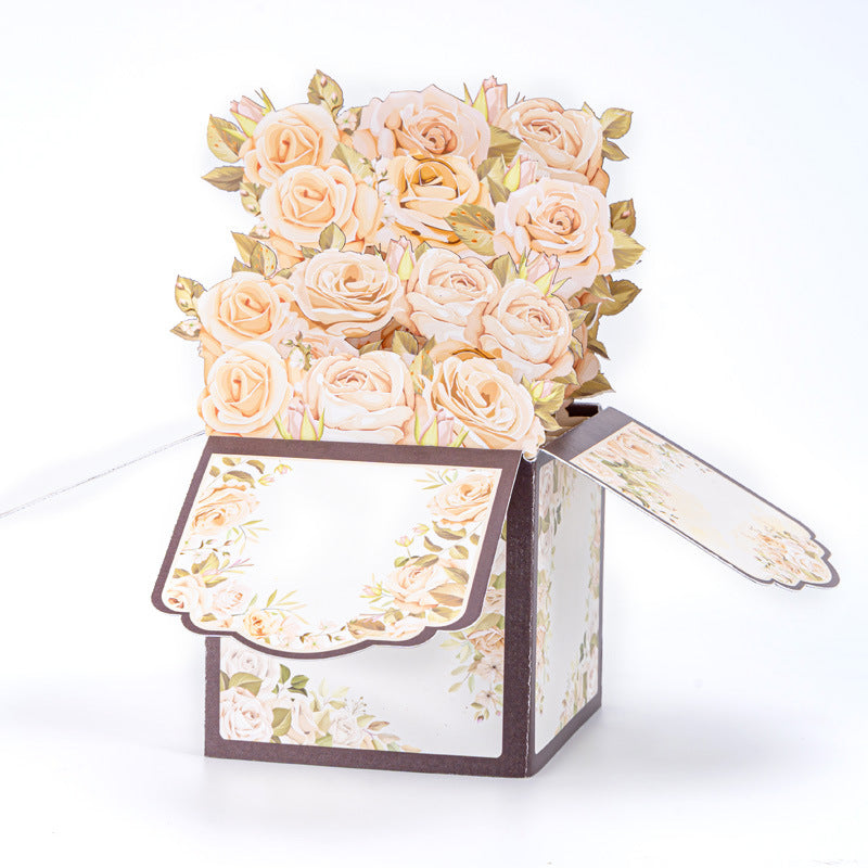Champagne Rose 3D Pop-Up Box Card