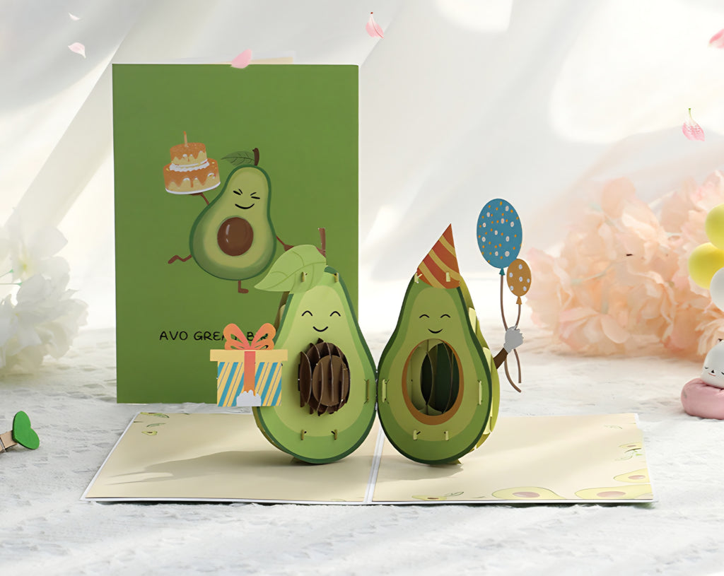 Hand in Hand Avocado 3D Pop-Up Birthday Greeting Card
