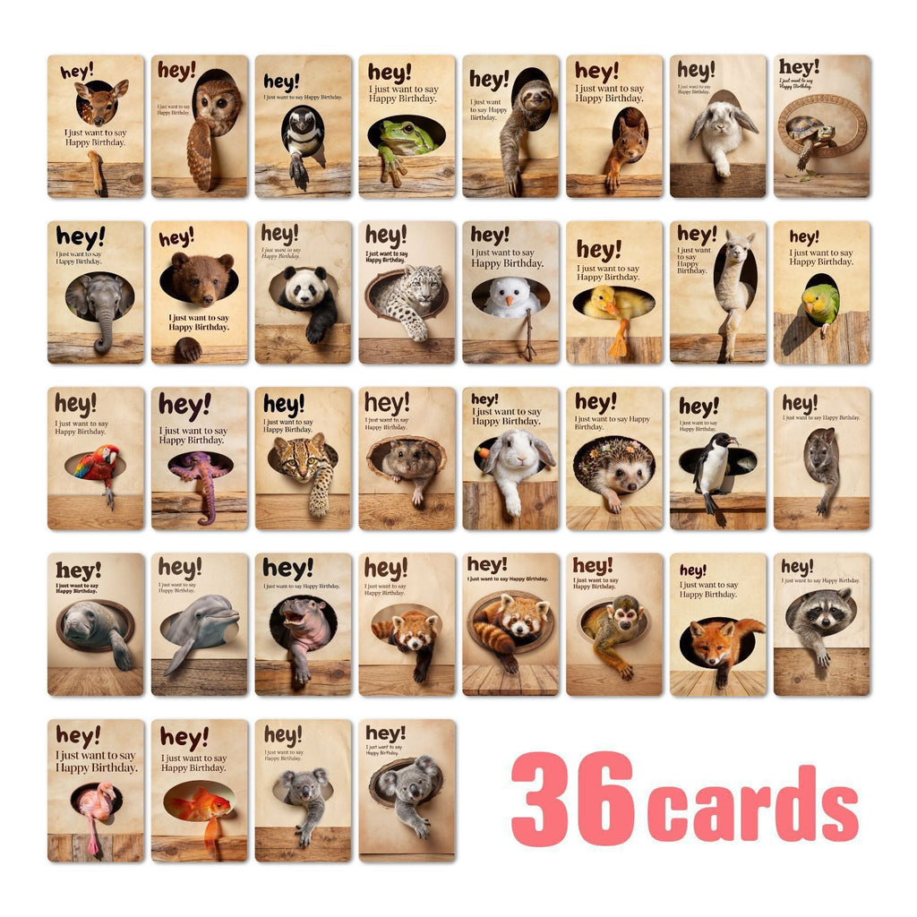 Cute Peeking Animal Happy Birthday Greeting Card