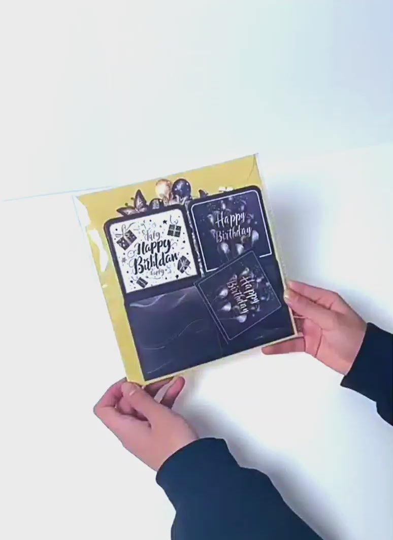 Luxury Black-Gold 3D Surprise Birthday Card