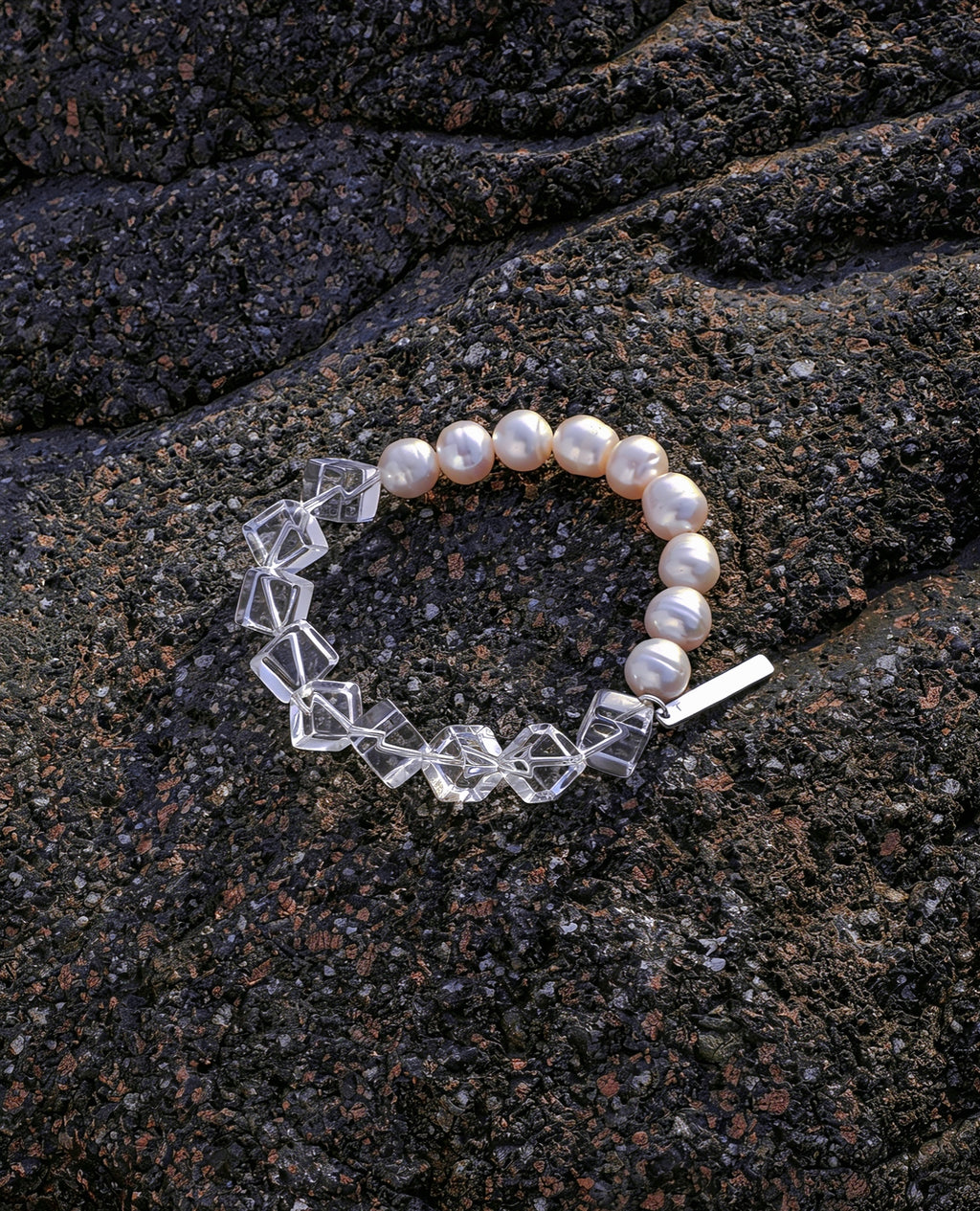 Pure Form — Crystal & Pearl Contrast Bracelet