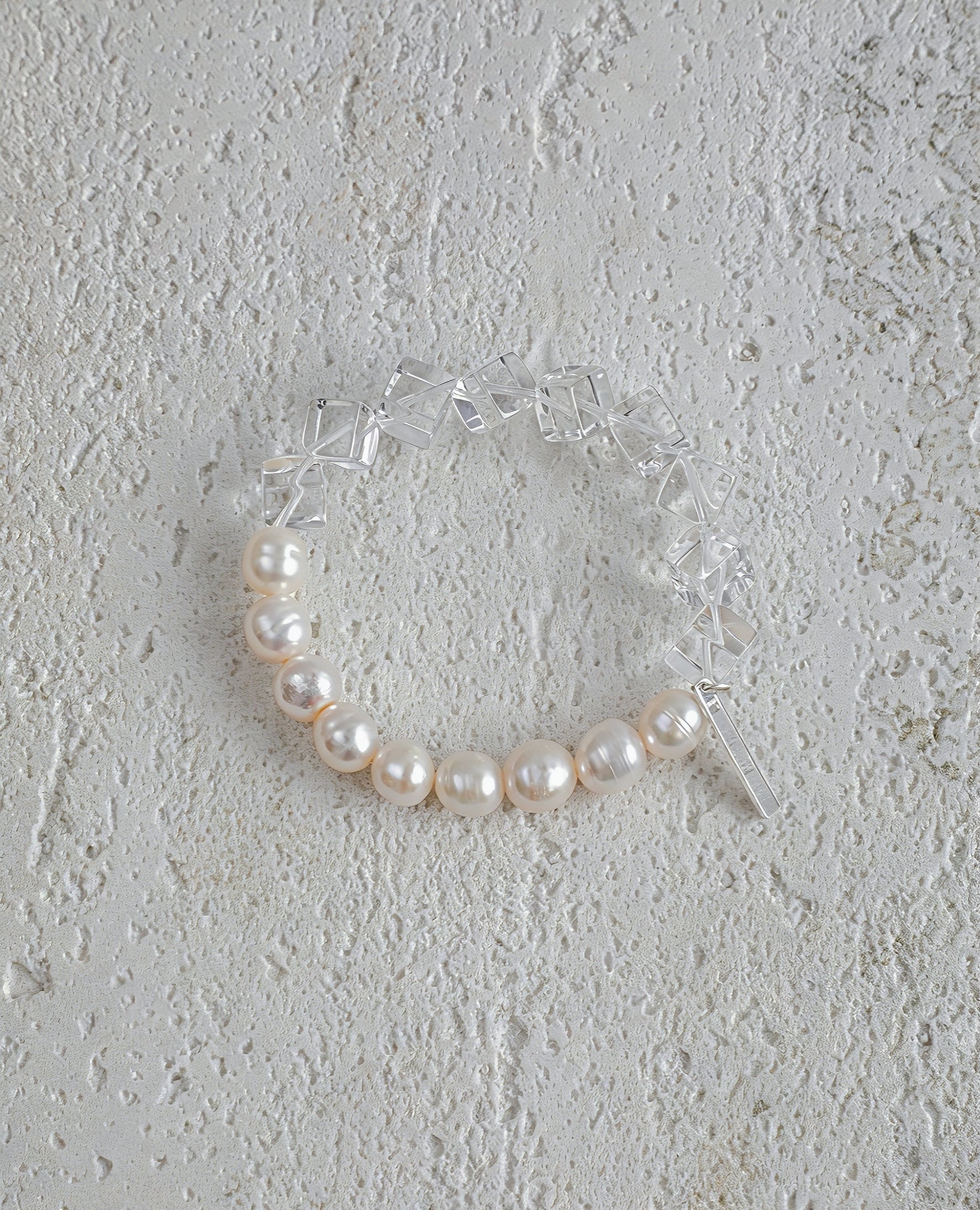 Pure Form — Crystal & Pearl Contrast Bracelet