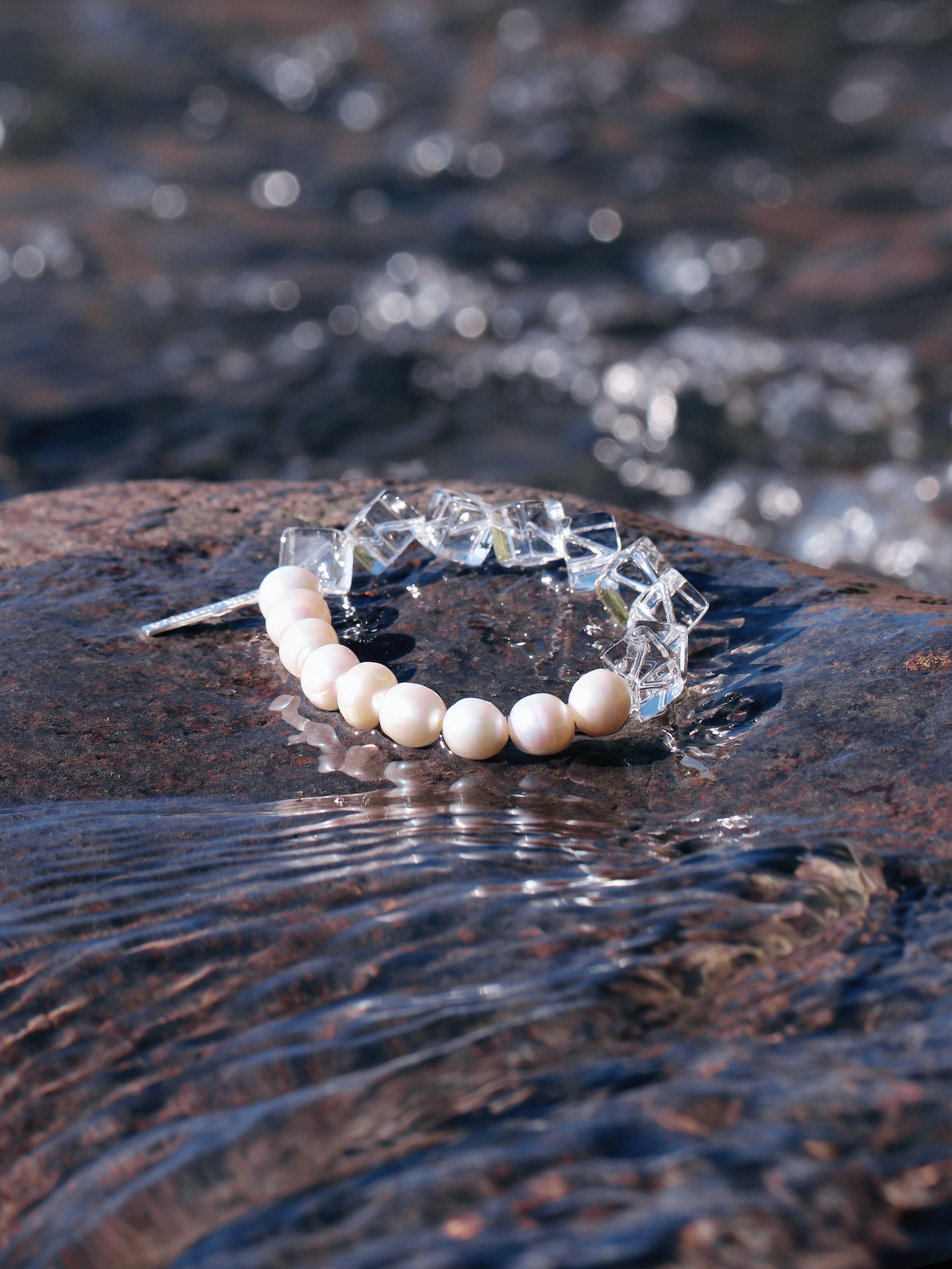 Pure Form — Crystal & Pearl Contrast Bracelet