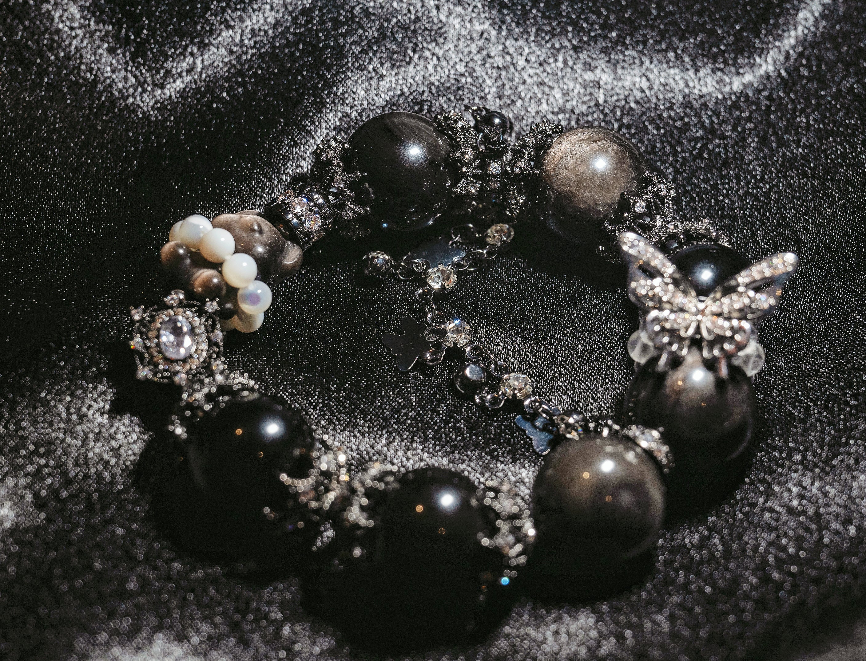 Noir Flutter Teddy Bear —Dark, playful, and quietly tender.