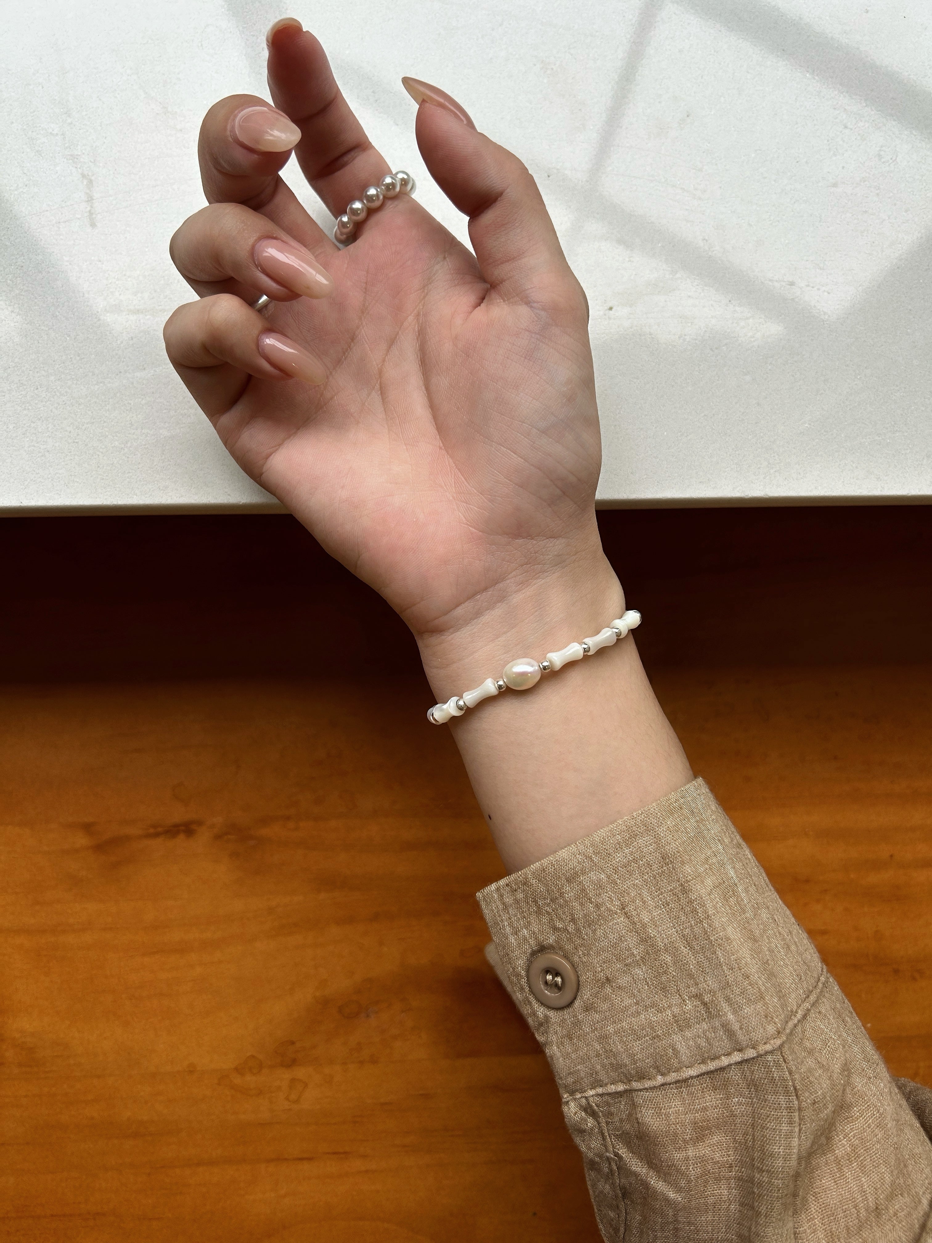 Ivory Reed & Starlink double layered bracelet