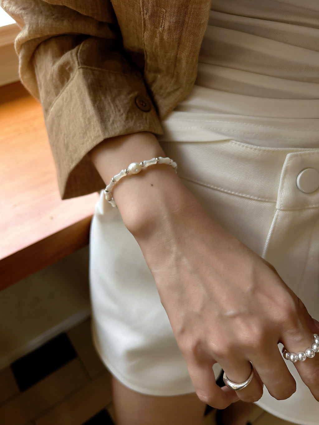 Ivory Reed & Starlink double layered bracelet